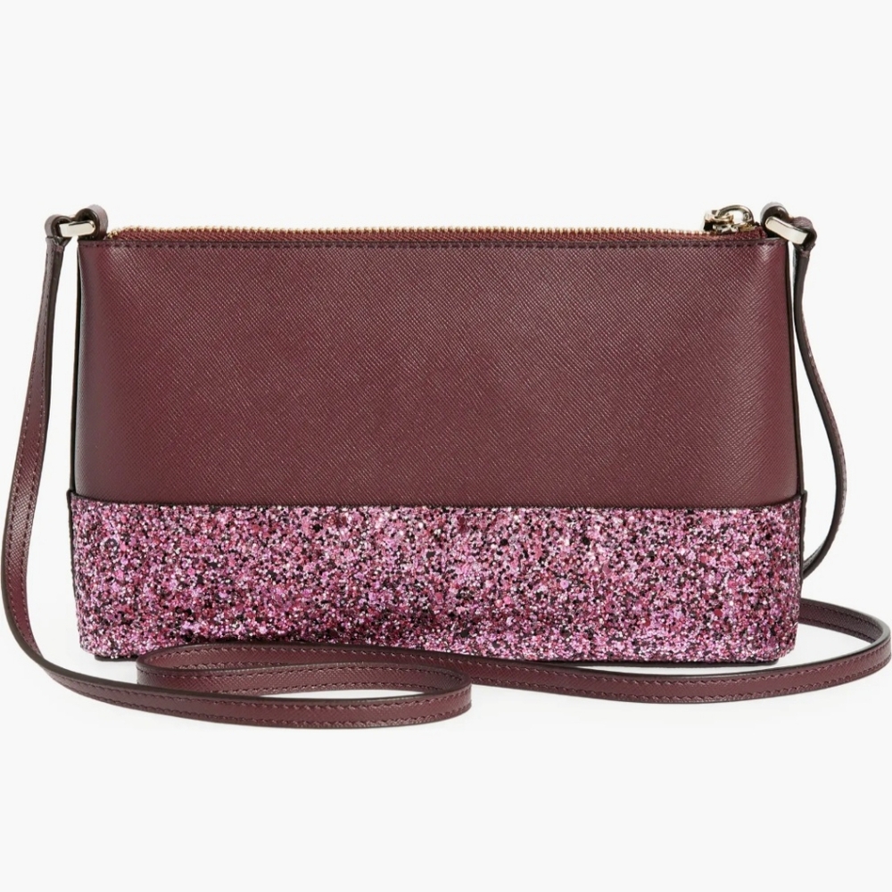 Kate Spade Flash Glitter Crossbody Cherrywood NWT - Picture 2 of 5